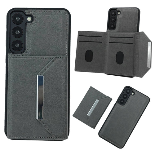 For Samsung Galaxy S24 5G Solid Color Metal Buckle Card Slots Bag Phone Case(Grey) - HoMEdemic™ 