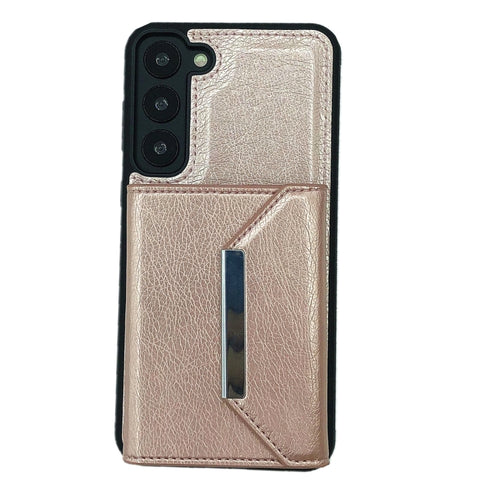 For Samsung Galaxy S24 5G Solid Color Metal Buckle Card Slots Bag Phone Case(Rose Gold) - HoMEdemic™ 