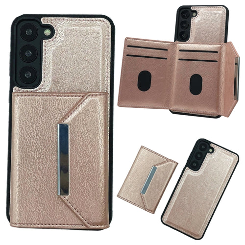 For Samsung Galaxy S24 5G Solid Color Metal Buckle Card Slots Bag Phone Case(Rose Gold) - HoMEdemic™ 