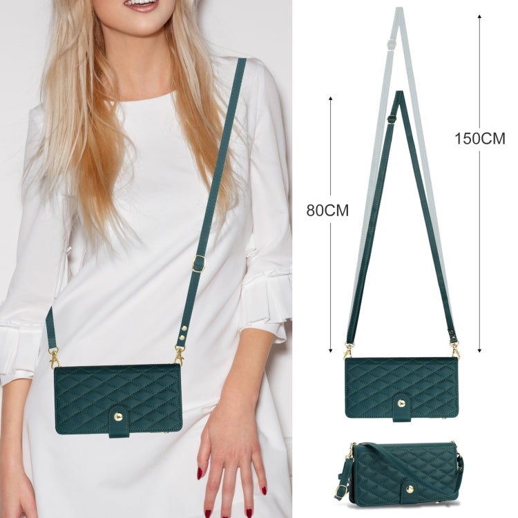 For Samsung Galaxy S24 Ultra 5G YM016 Rhombic Zipper Card Wallet Leather Phone Case with Lanyard(Green) - HoMEdemic™ 