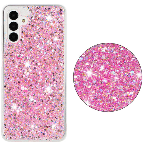 For Samsung Galaxy S24 5G Transparent Frame Glitter Powder TPU Phone Case(Pink) - HoMEdemic™ 