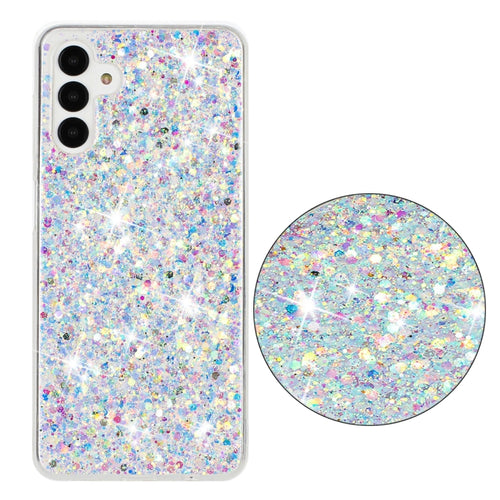 For Samsung Galaxy S24 5G Transparent Frame Glitter Powder TPU Phone Case(White) - HoMEdemic™ 