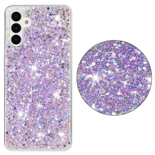 For Samsung Galaxy S24 5G Transparent Frame Glitter Powder TPU Phone Case(Purple) - HoMEdemic™ 