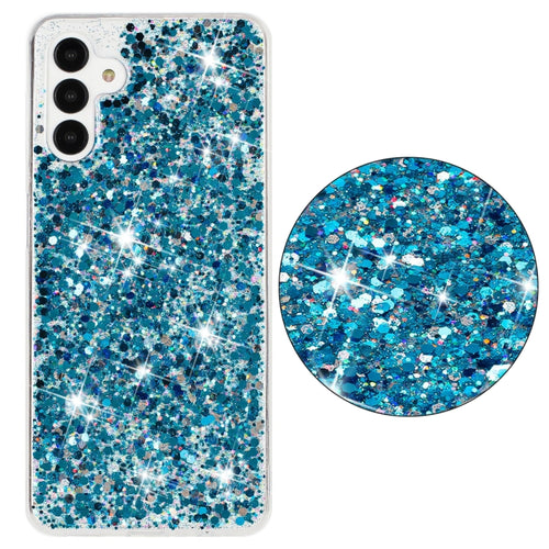 For Samsung Galaxy S24 5G Transparent Frame Glitter Powder TPU Phone Case(Blue) - HoMEdemic™ 