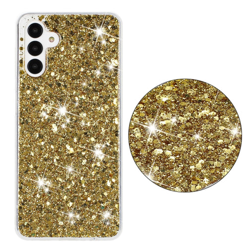 For Samsung Galaxy S24 5G Transparent Frame Glitter Powder TPU Phone Case(Gold) - HoMEdemic™ 