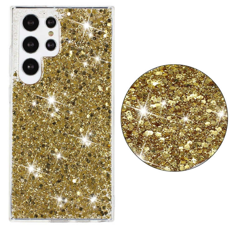 For Samsung Galaxy S24 Ultra 5G Transparent Frame Glitter Powder TPU Phone Case(Gold) - HoMEdemic™ 