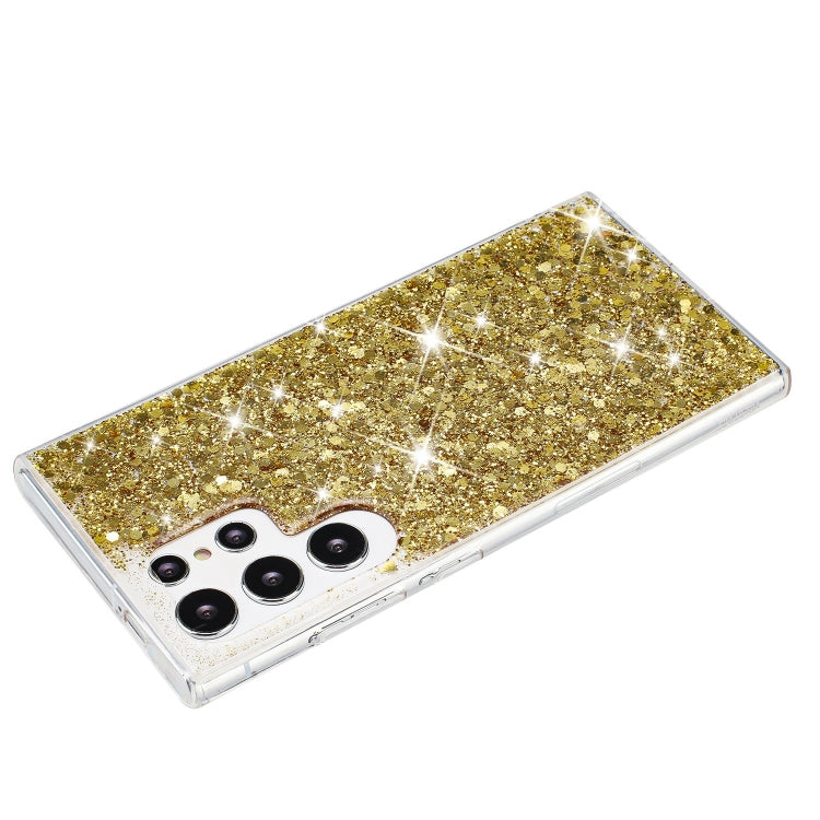 For Samsung Galaxy S24 Ultra 5G Transparent Frame Glitter Powder TPU Phone Case(Gold) - HoMEdemic™ 
