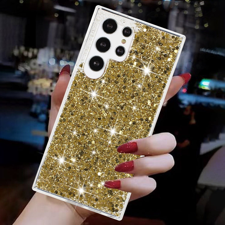 For Samsung Galaxy S24 Ultra 5G Transparent Frame Glitter Powder TPU Phone Case(Gold) - HoMEdemic™ 
