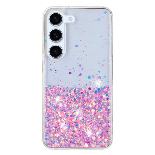 For Samsung Galaxy S24 5G Transparent Frame Noctilucent Glitter Powder TPU Phone Case(Pink) - HoMEdemic™ 