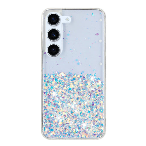 For Samsung Galaxy S24 5G Transparent Frame Noctilucent Glitter Powder TPU Phone Case(White) - HoMEdemic™ 