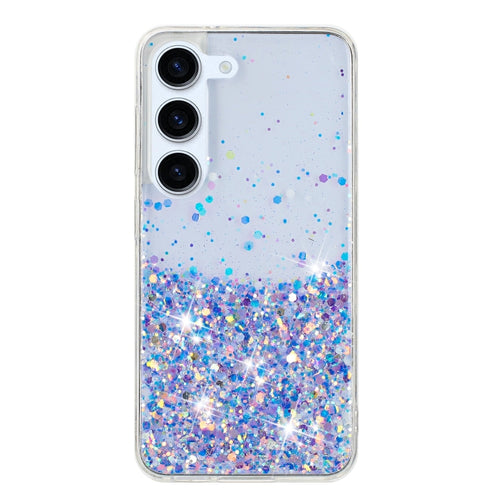 For Samsung Galaxy S24 5G Transparent Frame Noctilucent Glitter Powder TPU Phone Case(Purple) - HoMEdemic™ 