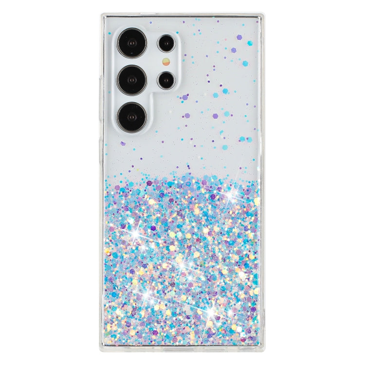 For Samsung Galaxy S24 Ultra 5G Transparent Frame Noctilucent Glitter Powder TPU Phone Case(White) - HoMEdemic™ 