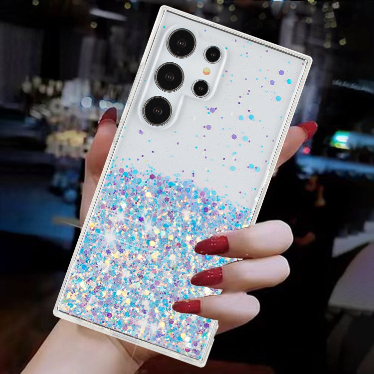 For Samsung Galaxy S24 Ultra 5G Transparent Frame Noctilucent Glitter Powder TPU Phone Case(White) - HoMEdemic™ 