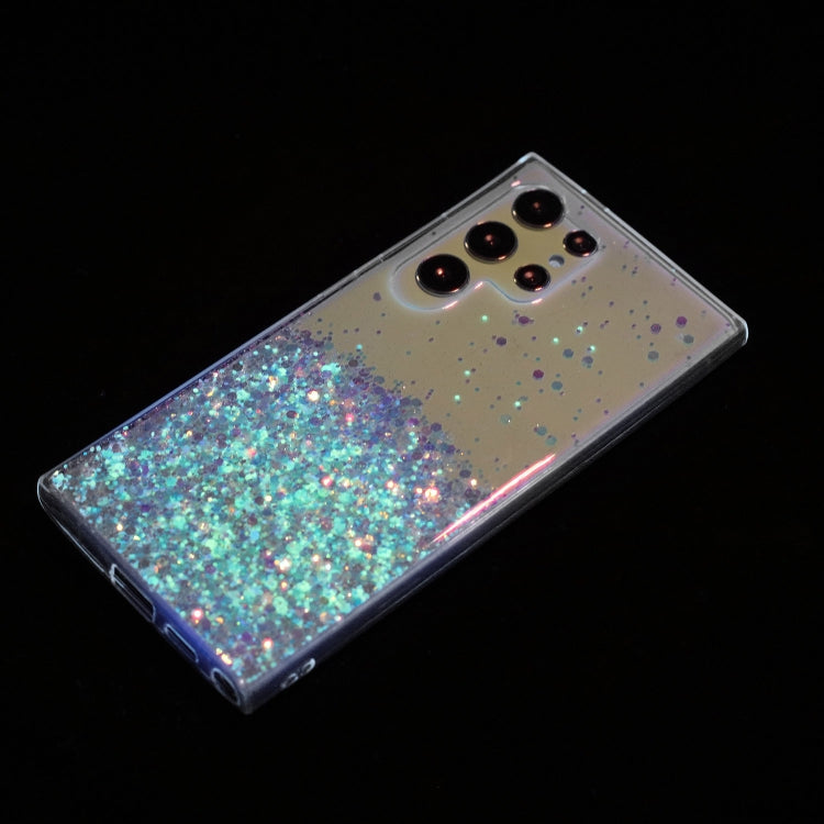 For Samsung Galaxy S24 Ultra 5G Transparent Frame Noctilucent Glitter Powder TPU Phone Case(White) - HoMEdemic™ 