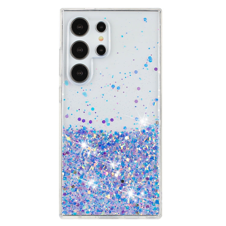 For Samsung Galaxy S24 Ultra 5G Transparent Frame Noctilucent Glitter Powder TPU Phone Case(Purple) - HoMEdemic™ 