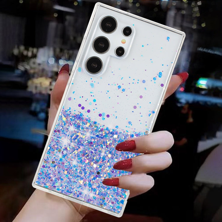 For Samsung Galaxy S24 Ultra 5G Transparent Frame Noctilucent Glitter Powder TPU Phone Case(Purple) - HoMEdemic™ 