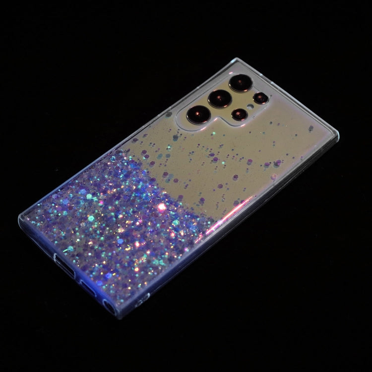 For Samsung Galaxy S24 Ultra 5G Transparent Frame Noctilucent Glitter Powder TPU Phone Case(Purple) - HoMEdemic™ 