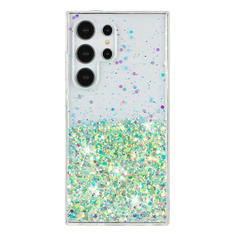 For Samsung Galaxy S24 Ultra 5G Transparent Frame Noctilucent Glitter Powder TPU Phone Case(Green) - HoMEdemic™ 
