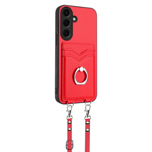 For Samsung Galaxy S24 5G R20 Crossbody Rope Ring Card Holder Phone Case(Red) - HoMEdemic™ 