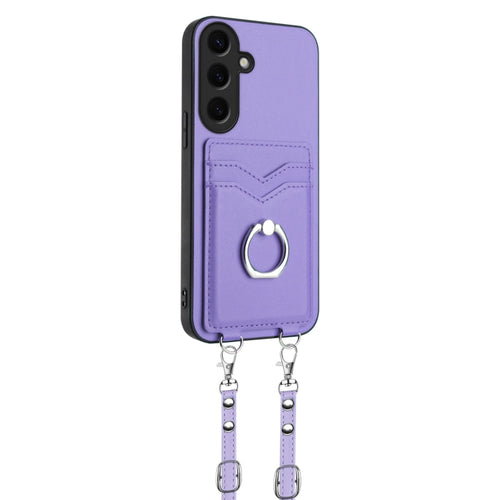 For Samsung Galaxy S24 5G R20 Crossbody Rope Ring Card Holder Phone Case(Purple) - HoMEdemic™ 