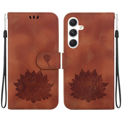 For Samsung Galaxy S24 5G Lotus Embossed Leather Phone Case(Brown) - HoMEdemic™ 