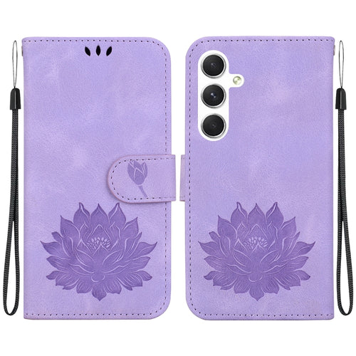 For Samsung Galaxy S24 5G Lotus Embossed Leather Phone Case(Purple) - HoMEdemic™ 