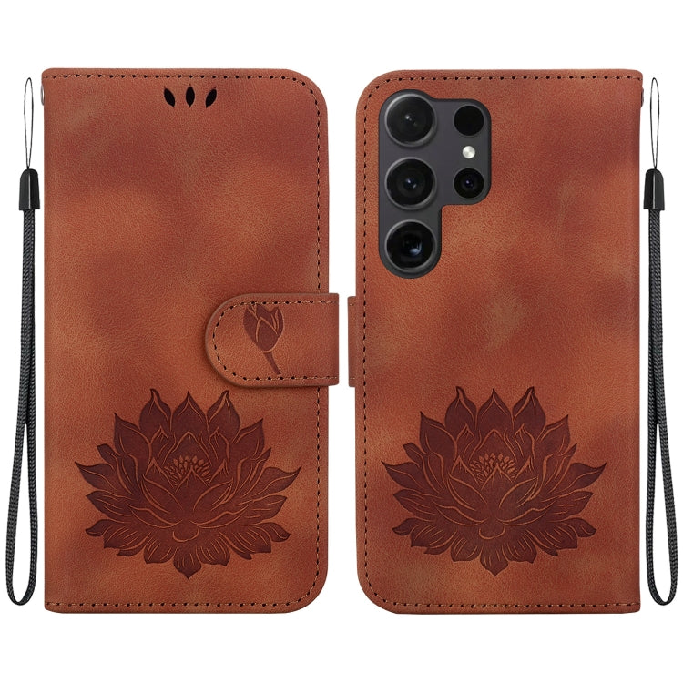 For Samsung Galaxy S24 Ultra 5G Lotus Embossed Leather Phone Case(Brown) - HoMEdemic™ 