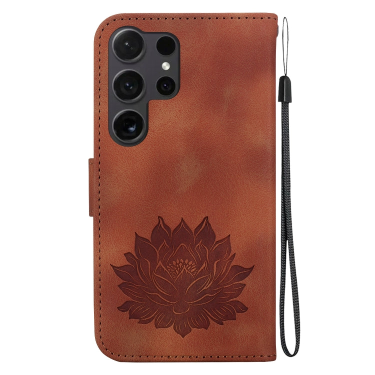 For Samsung Galaxy S24 Ultra 5G Lotus Embossed Leather Phone Case(Brown) - HoMEdemic™ 