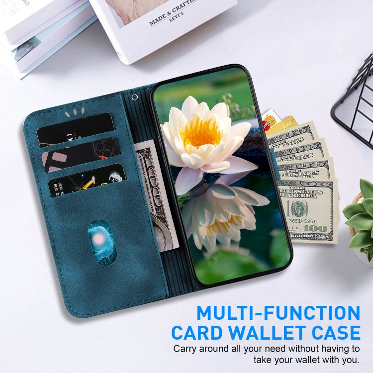 For Samsung Galaxy S24 Ultra 5G Lotus Embossed Leather Phone Case(Dark Blue) - HoMEdemic™ 