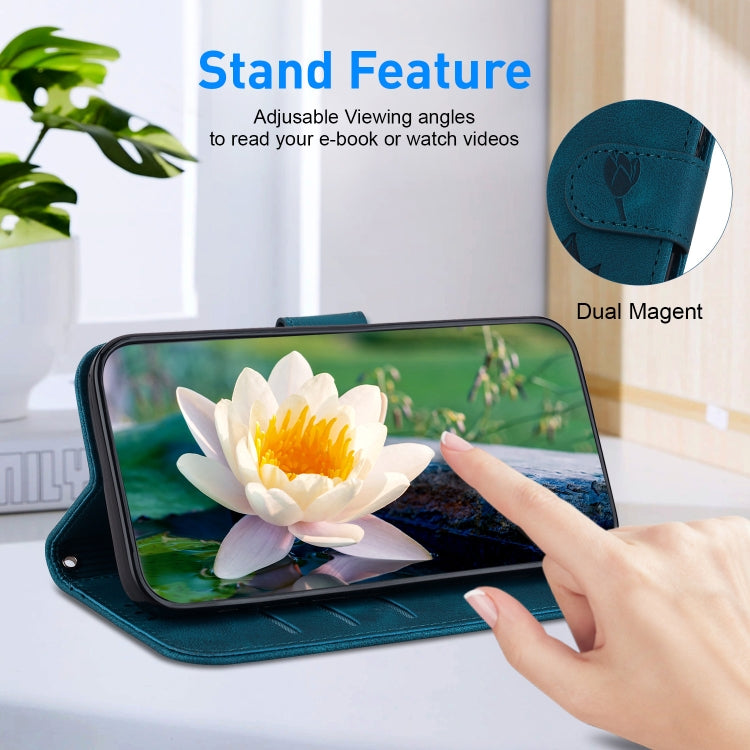 For Samsung Galaxy S24 Ultra 5G Lotus Embossed Leather Phone Case(Dark Blue) - HoMEdemic™ 