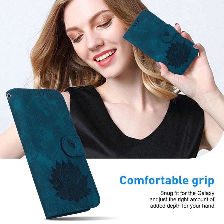 For Samsung Galaxy S24 Ultra 5G Lotus Embossed Leather Phone Case(Dark Blue) - HoMEdemic™ 