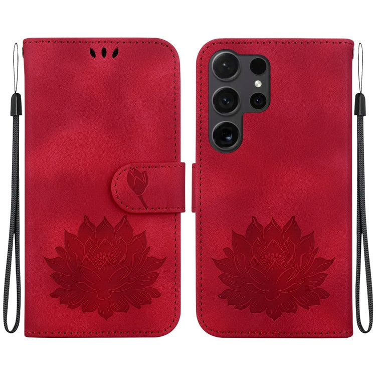 For Samsung Galaxy S24 Ultra 5G Lotus Embossed Leather Phone Case(Red) - HoMEdemic™ 