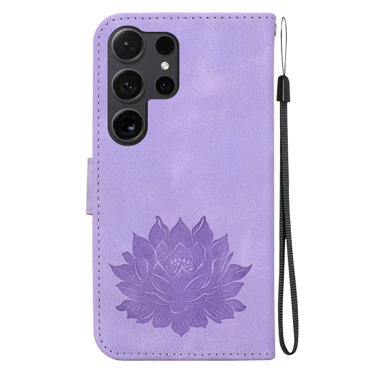 For Samsung Galaxy S24 Ultra 5G Lotus Embossed Leather Phone Case(Purple) - HoMEdemic™ 