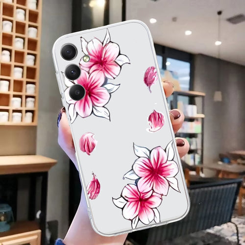 For Samsung Galaxy S24 5G Colored Drawing Pattern Transparent TPU Phone Case(Sakura) - HoMEdemic™ 