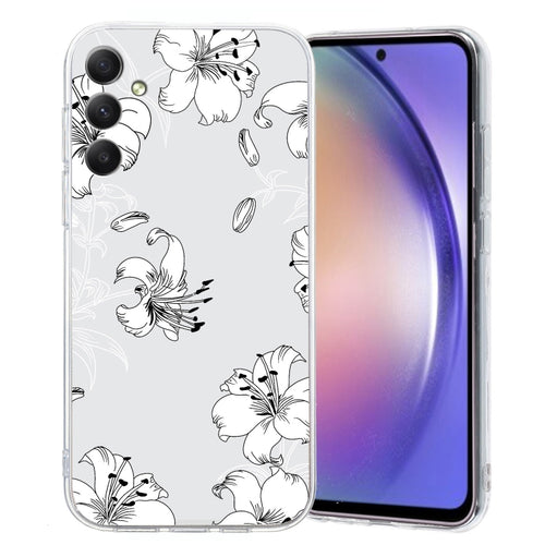 For Samsung Galaxy S24 5G Colored Drawing Pattern Transparent TPU Phone Case(White Flower) - HoMEdemic™ 