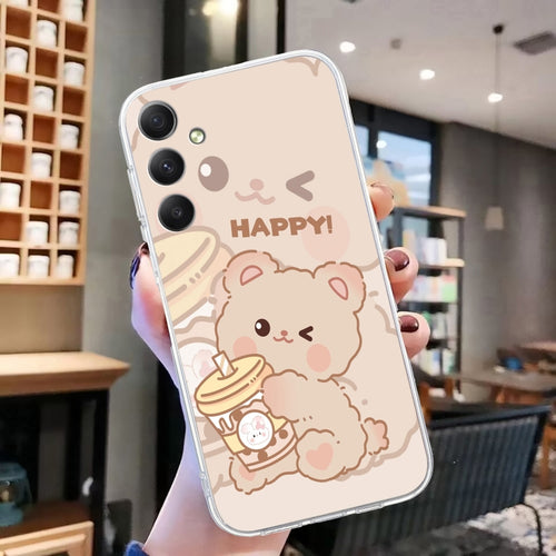 For Samsung Galaxy S24 5G Colored Drawing Pattern Transparent TPU Phone Case(Bear) - HoMEdemic™ 