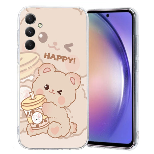 For Samsung Galaxy S24 5G Colored Drawing Pattern Transparent TPU Phone Case(Bear) - HoMEdemic™ 