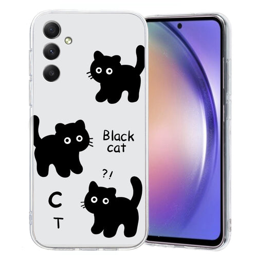 For Samsung Galaxy S24 5G Colored Drawing Pattern Transparent TPU Phone Case(Black Cat) - HoMEdemic™ 