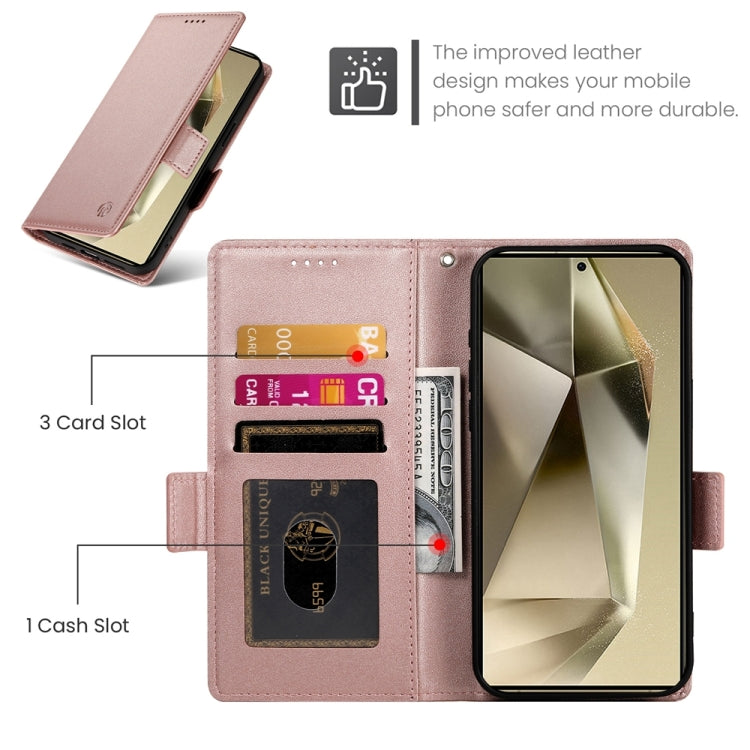 For Samsung Galaxy S24 Ultra 5G Side Buckle Magnetic Frosted Leather Phone Case(Rose Gold) - HoMEdemic™ 