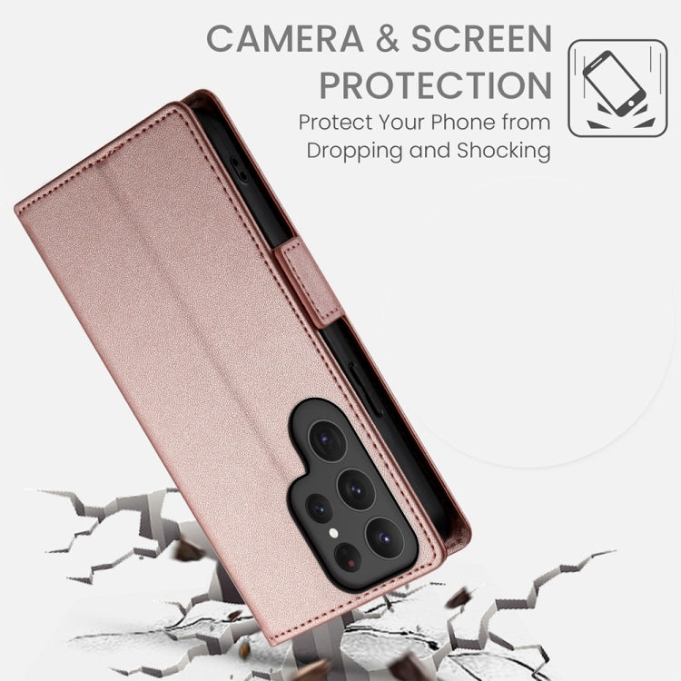 For Samsung Galaxy S24 Ultra 5G Side Buckle Magnetic Frosted Leather Phone Case(Rose Gold) - HoMEdemic™ 