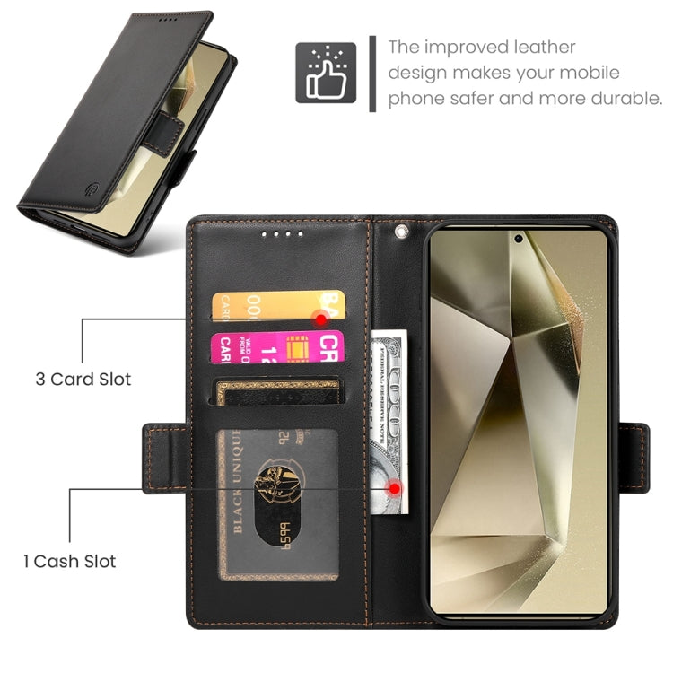 For Samsung Galaxy S24 Ultra 5G Side Buckle Magnetic Frosted Leather Phone Case(Black) - HoMEdemic™ 