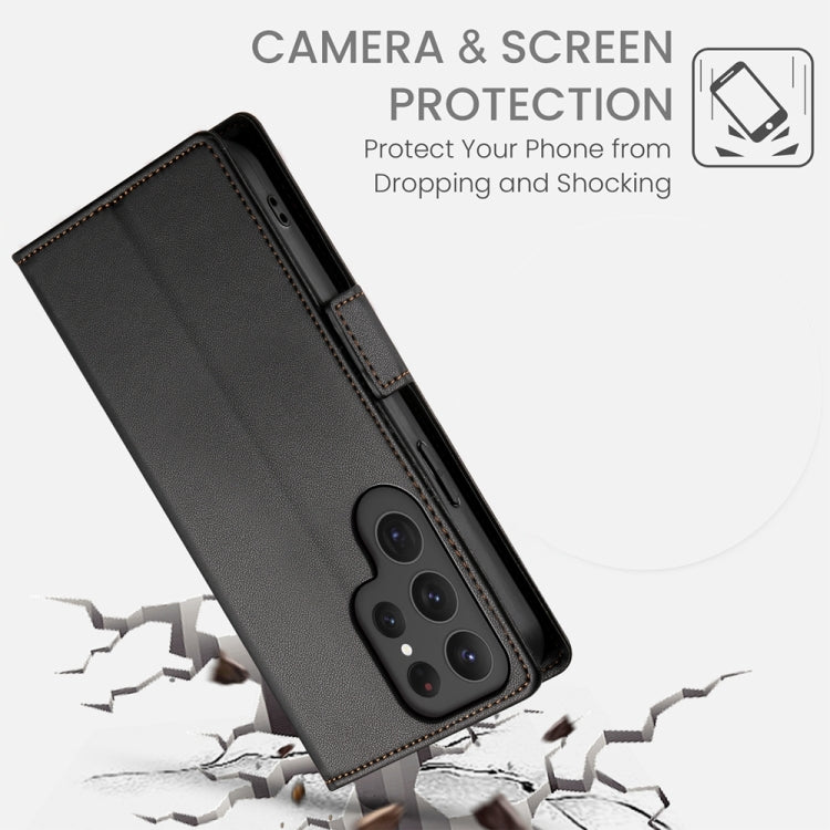 For Samsung Galaxy S24 Ultra 5G Side Buckle Magnetic Frosted Leather Phone Case(Black) - HoMEdemic™ 