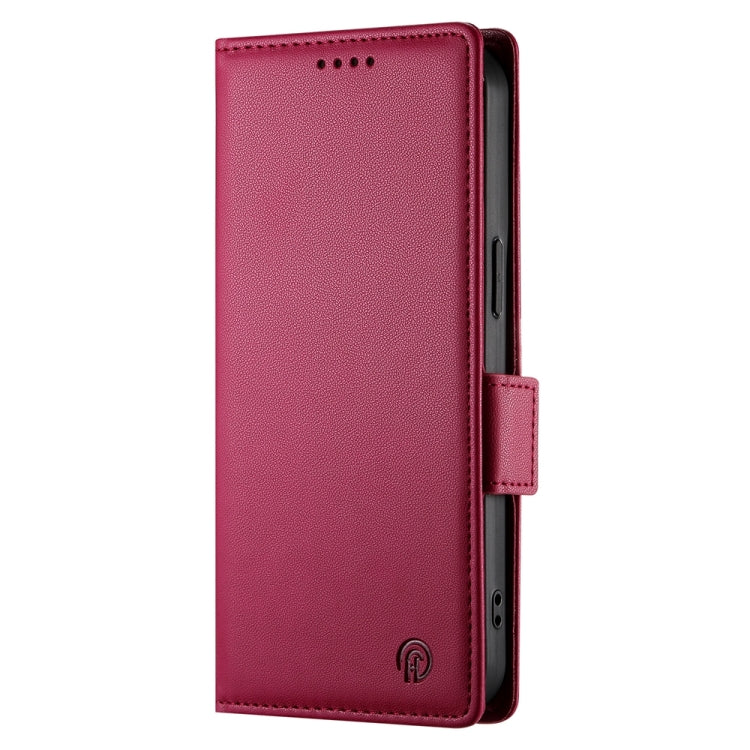 For Samsung Galaxy S24 Ultra 5G Side Buckle Magnetic Frosted Leather Phone Case(Wine Red) - HoMEdemic™ 