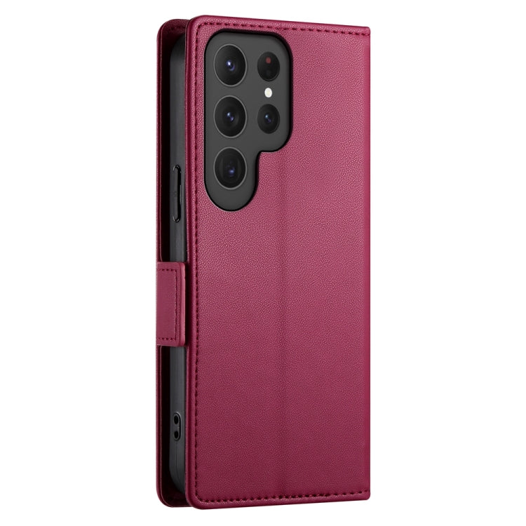 For Samsung Galaxy S24 Ultra 5G Side Buckle Magnetic Frosted Leather Phone Case(Wine Red) - HoMEdemic™ 