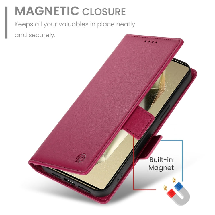 For Samsung Galaxy S24 Ultra 5G Side Buckle Magnetic Frosted Leather Phone Case(Wine Red) - HoMEdemic™ 