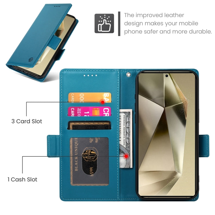 For Samsung Galaxy S24 Ultra 5G Side Buckle Magnetic Frosted Leather Phone Case(Blue) - HoMEdemic™ 
