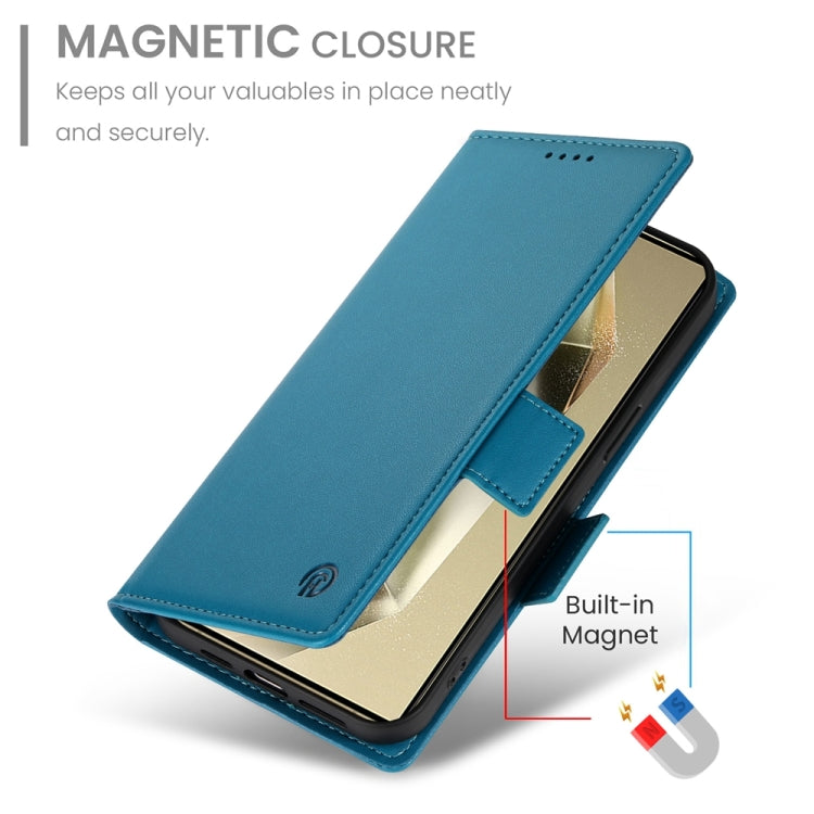 For Samsung Galaxy S24 Ultra 5G Side Buckle Magnetic Frosted Leather Phone Case(Blue) - HoMEdemic™ 