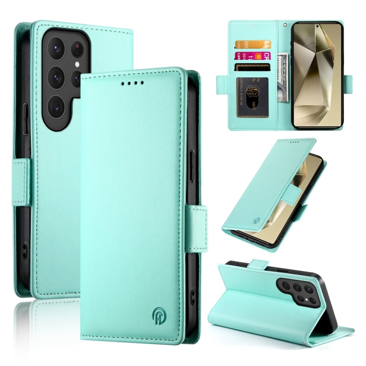For Samsung Galaxy S24 Ultra 5G Side Buckle Magnetic Frosted Leather Phone Case(Mint Green) - HoMEdemic™ 