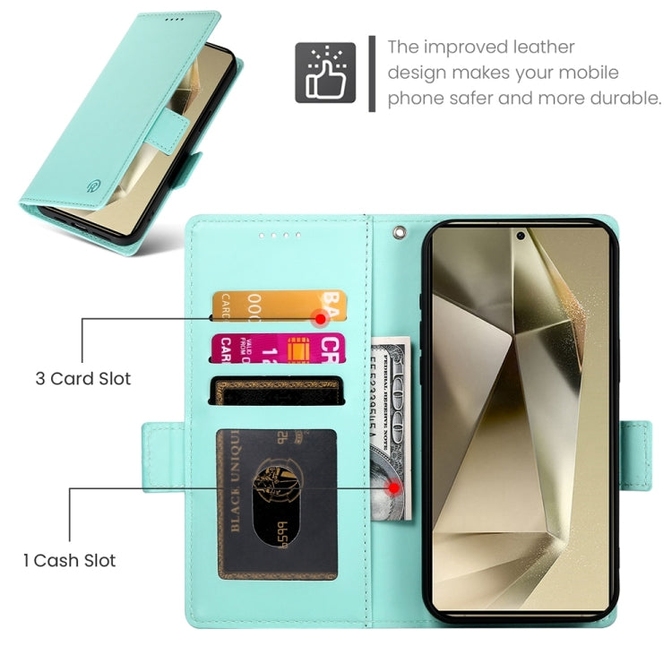For Samsung Galaxy S24 Ultra 5G Side Buckle Magnetic Frosted Leather Phone Case(Mint Green) - HoMEdemic™ 