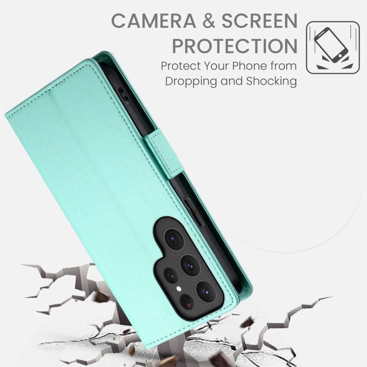 For Samsung Galaxy S24 Ultra 5G Side Buckle Magnetic Frosted Leather Phone Case(Mint Green) - HoMEdemic™ 
